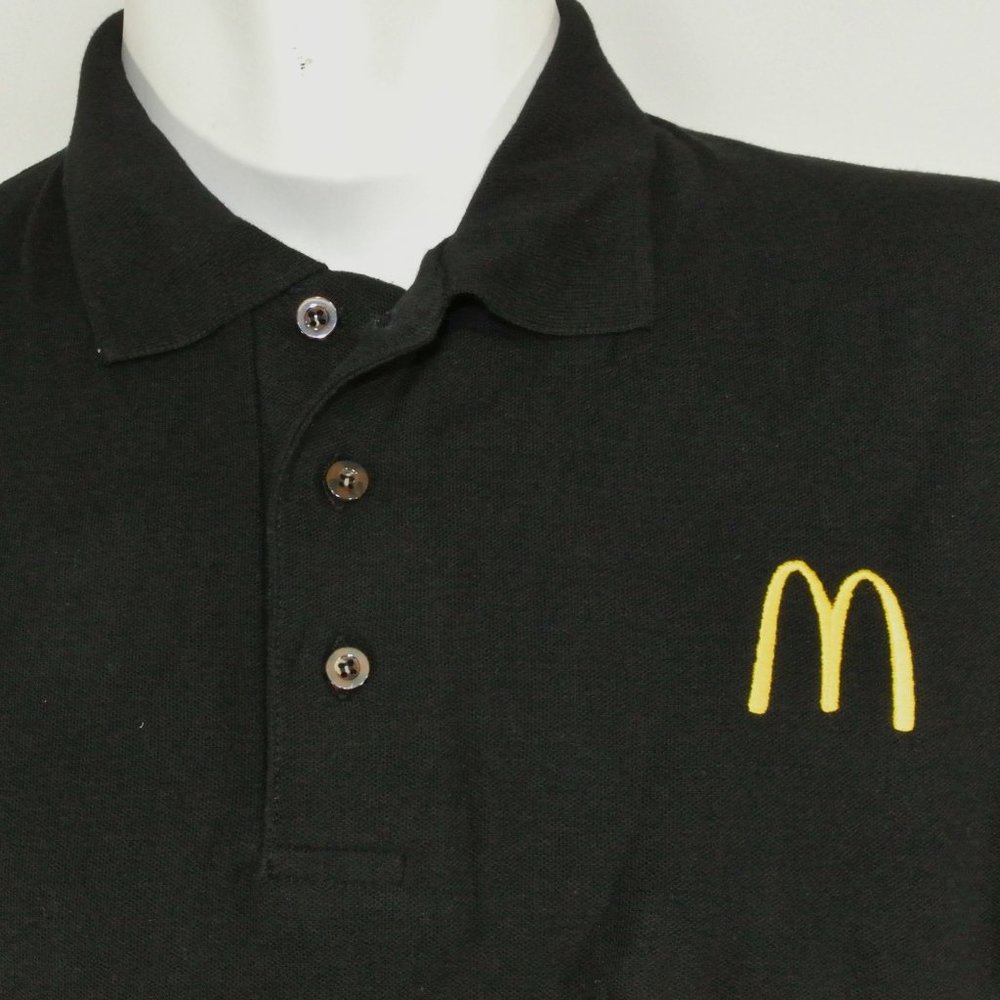 McDONALD'S Fast Food Employee Uniform Polo Shirt Black NEW Size L Large - Picture 7 of 11